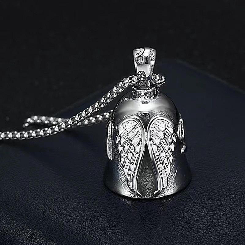 Motorcycle Guard Bell Stainless Steel Motorcycle Angel Bell Spirit Bells with Chain or Keyring Guard Riding Bell Pendant