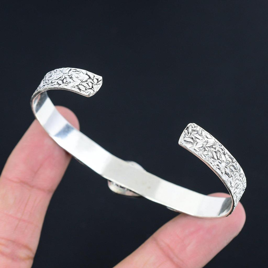 925 Sterling Silver Trillion Natural Owyhee Blue Opal New Trendy Bangle Bracelet