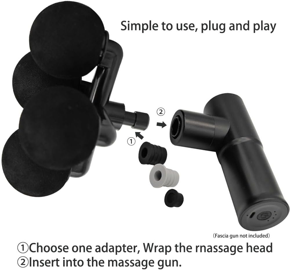 2pcs Replacement Heads Massage Gun Adapter Silicone Ring Plug Diameter 12mm Adapter 18mm Silicone Ring or 16mm Fascia Gun