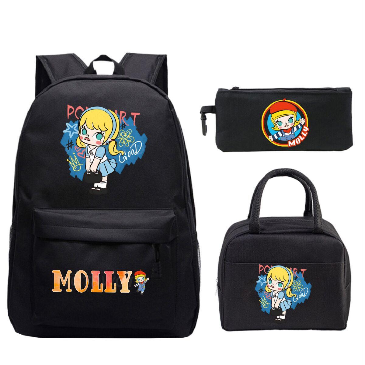 Cartoon Printed Children S Leisure Backpack, Primary And Secondary School Schoolbag Three-Piece Set No specifications