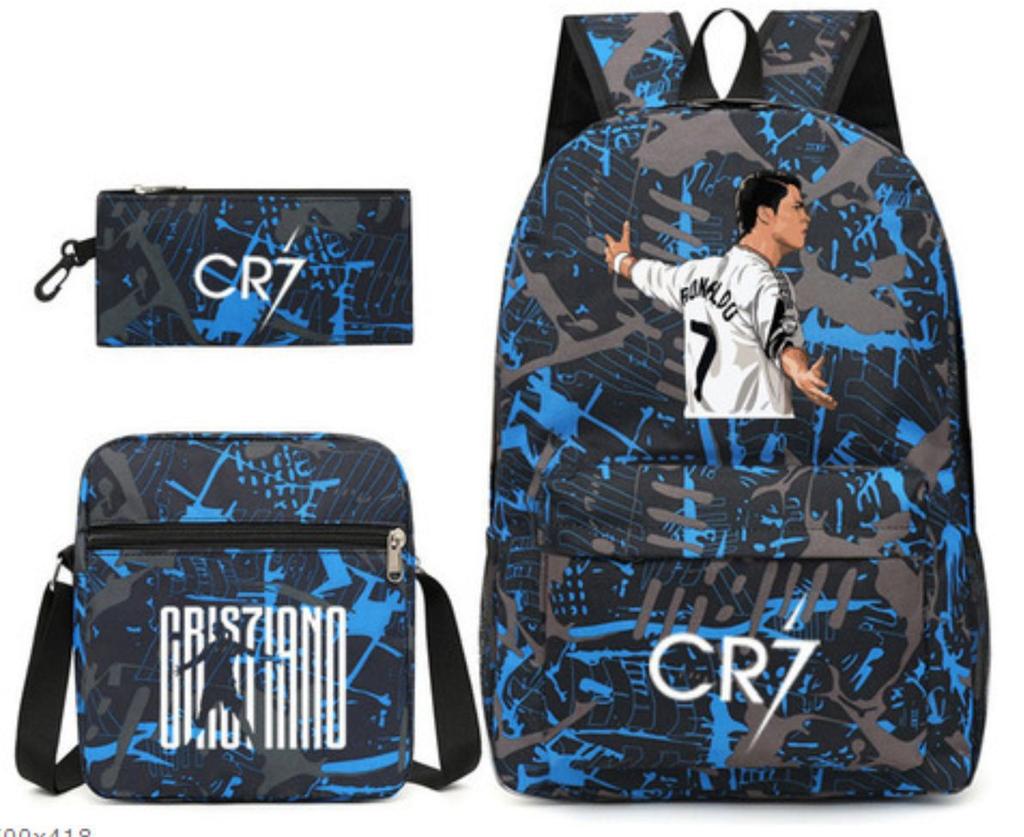 Youth Fashion Backpack Shoulder Bag Pencil Case Children'S Student School Bag 3-Piece Set