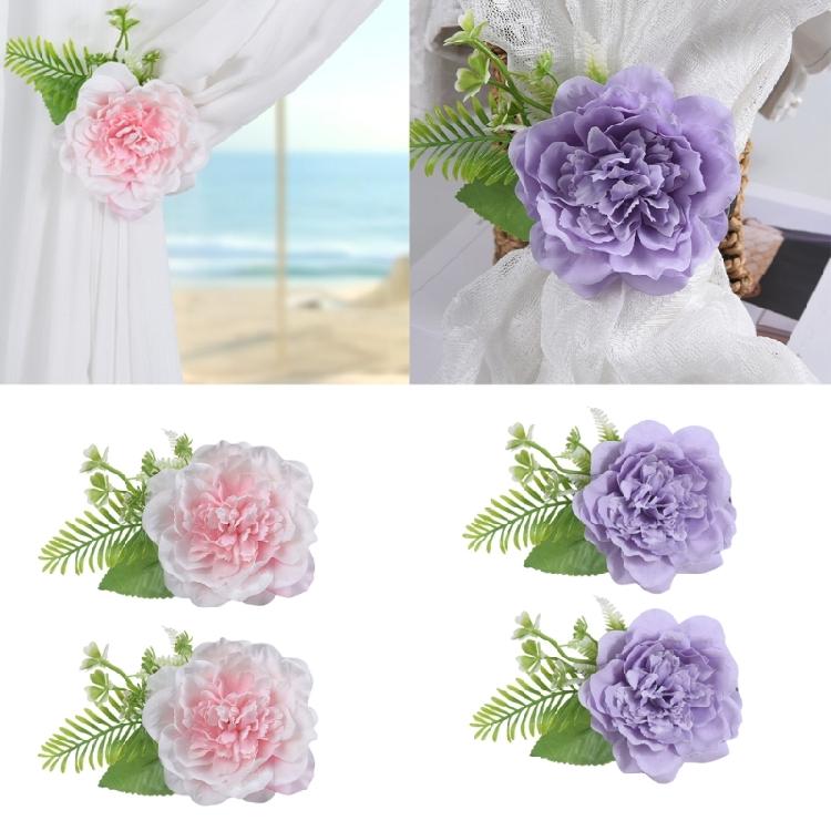 Pack of 2 Artificial Flower Curtain Clips Decorative Tiebacks Clasps Buckles Window Drape Holders Holdbacks Home Decors