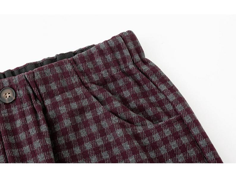 Plus Size Women's High-Waisted Retro Plaid Wide-Leg Cropped Pants NK1287