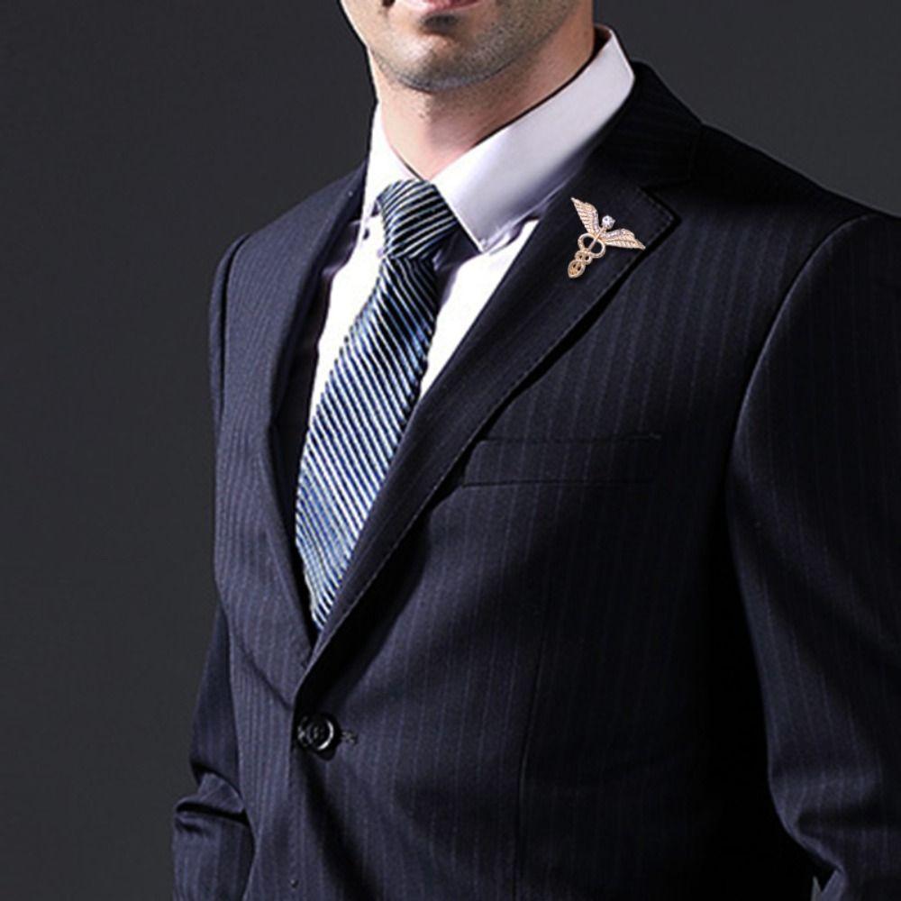 Rhinestone Men's Badge Pin Zinc Zinc Alloy Shirt Collar Lapel Pin Sweet Angel Wings Brooches  Daily