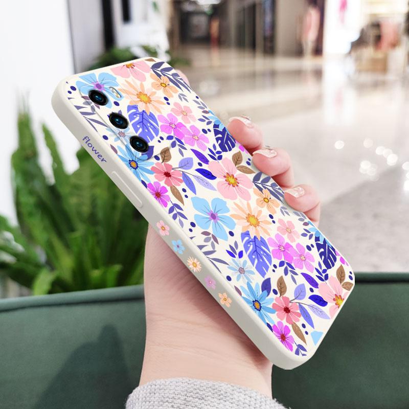 Showy Flowers Phone Case For Huawei P40 P50 P30 P20 Pro Lite Nova 5t Y7A Mate 40 30 20 Pro Lite Liquid Silicone Cover