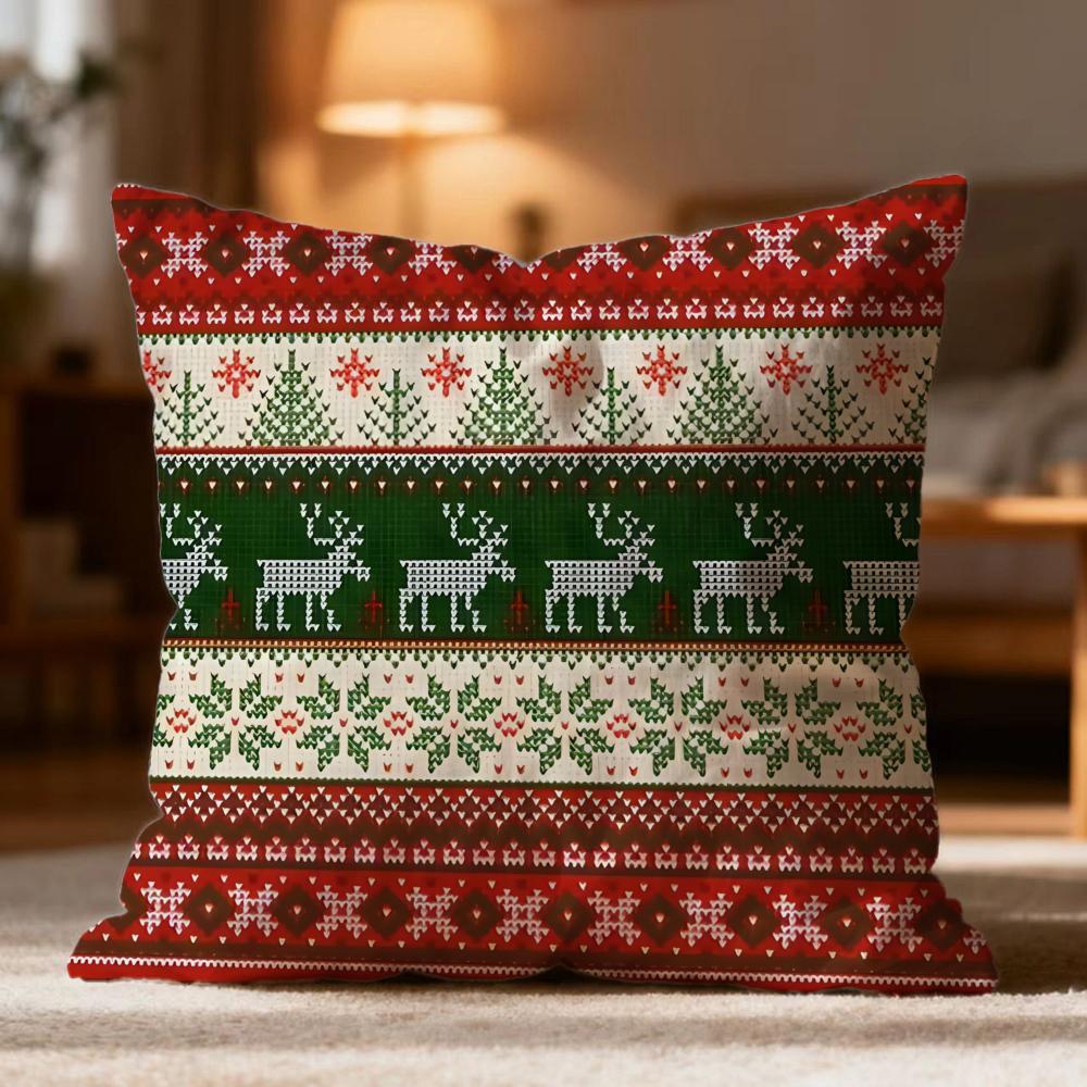 Popular Christmas Plaid Cushion Cover Soft Washable Pillow Case Multi-Scene for Couch Bed Travel Office Use