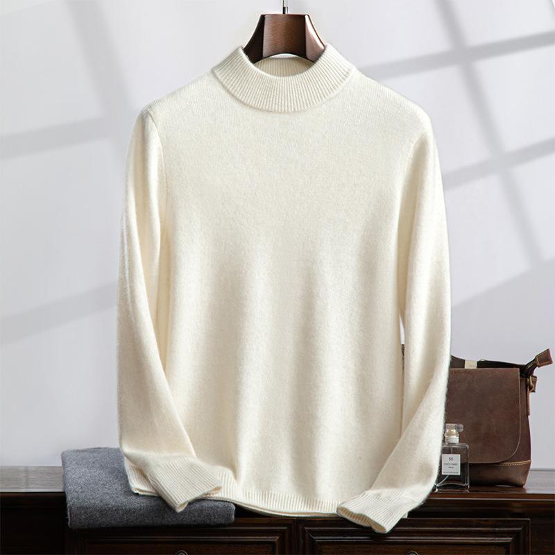 Cashmere sweater, semi-turtleneck sweater, loose and thickened long-sleeved bottomed knitted sweater, with a new top inside.