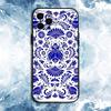 Blue white Porcelain Pattern Phone Case For iPhone17,16,15,14,13,12,11 Plus,Pro Max, Soft Silicone Black Cover