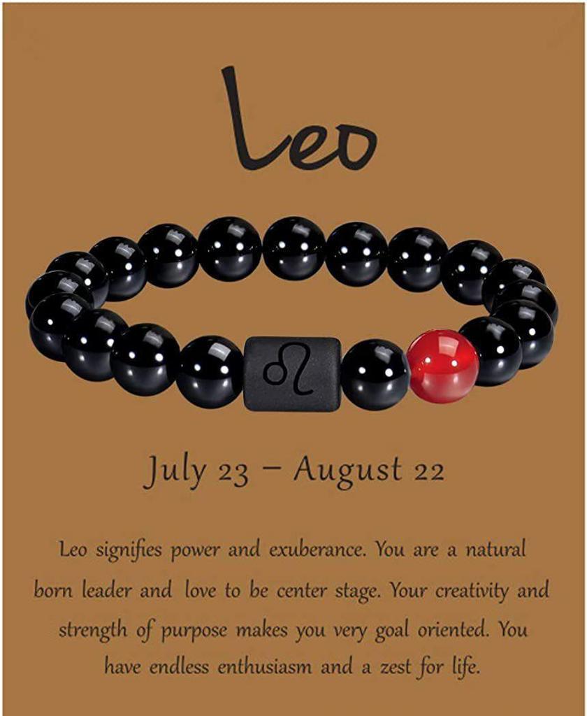 Twelve Constellations Obsidian Tiger's Eye Beaded Bracelet with Elastic Cord