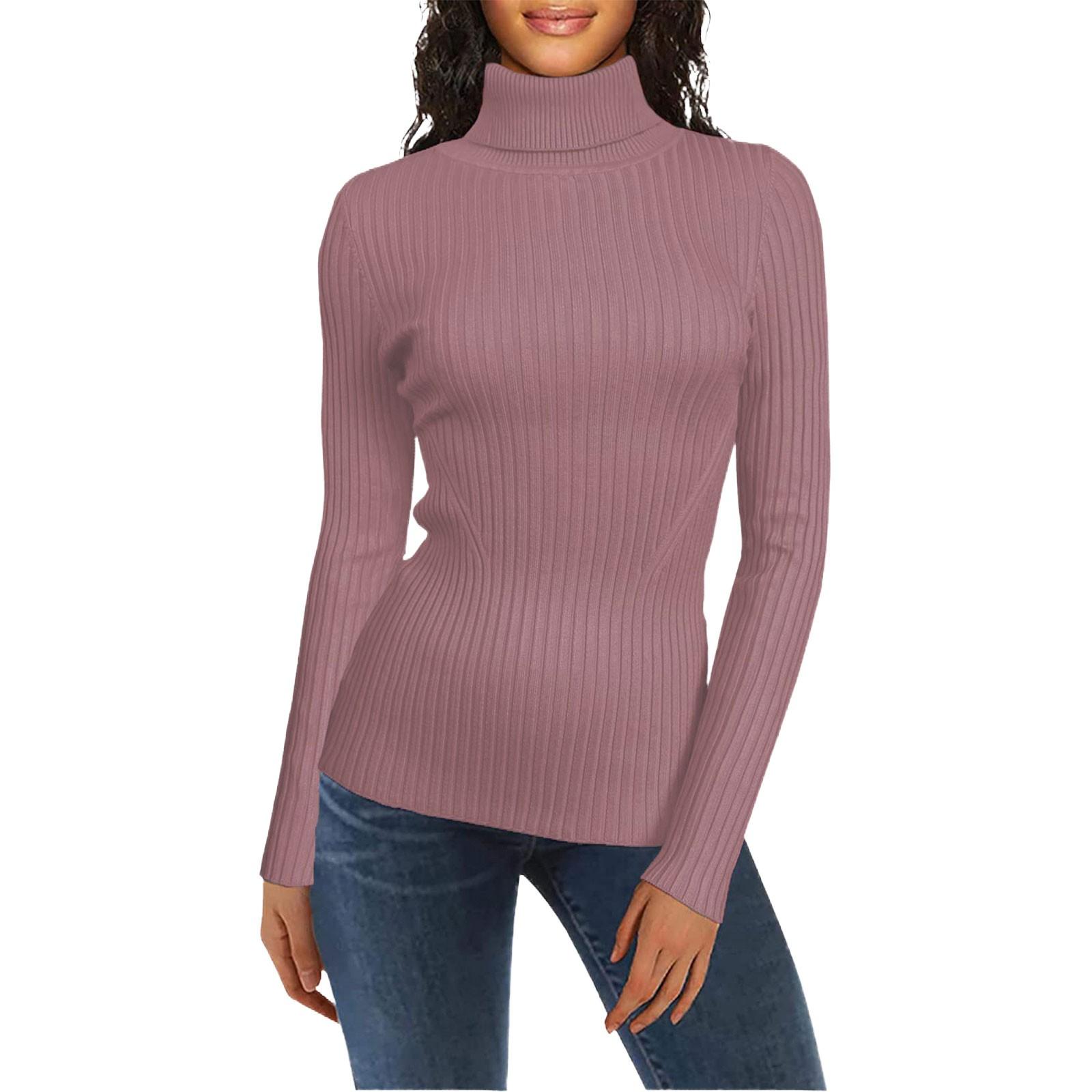 Women s Fashion High Neck Solid Color Knit Sweater Top Pullover Casual Sweater XL 2233₽