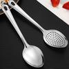 2Pcs Long Handle Slotted Spoon Set Stainless Steel Serving Spoons 10" Solid Spoon & Slotted Spoon Rust-Proof Kitchen Buffet Supply