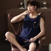 Mens Modal Cool Pajamas Set Summer Round Collar Shorts Modal Nightwear Fashion Gentleman Elegant Sleepwear