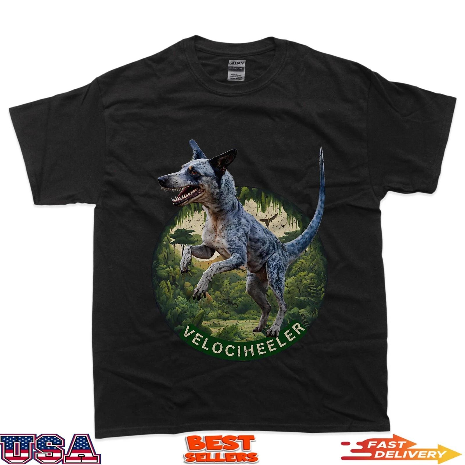 Australian cattle dog velociraptor blue heeler dog dinosaur T-Shirt 3XL
