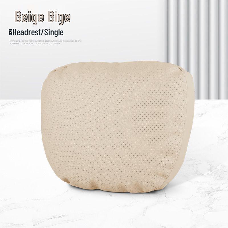 Genuine Leather Headrest & Lumbar Support Pillow for Mercedes, BMW, Volkswagen, Toyota Cars Standard