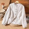 Autumn/Winter 2025 Warm Cotton Linen Padded Jacket with Artistic Ruffled Collar