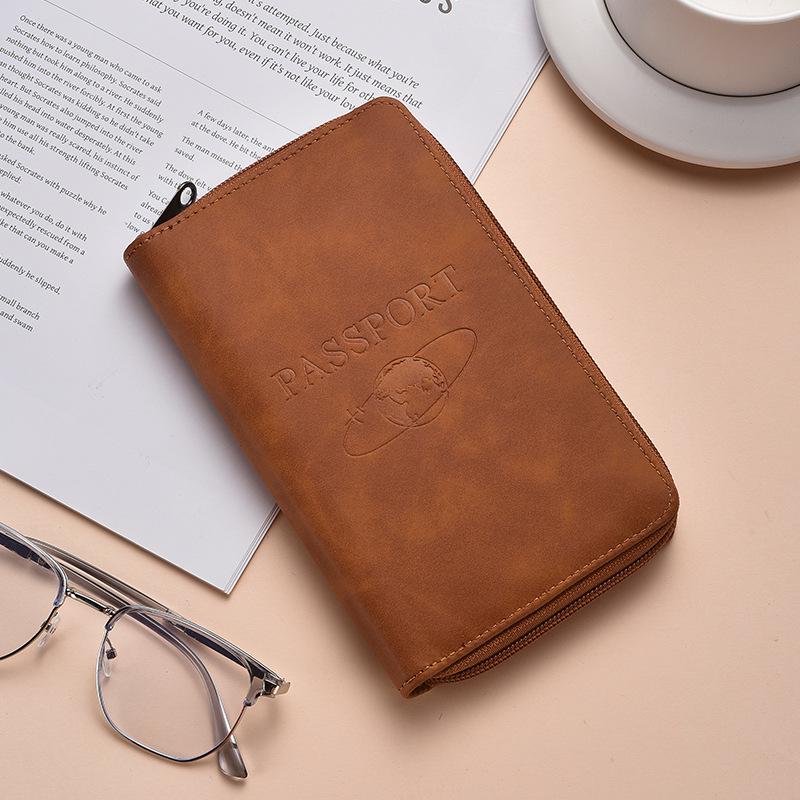PU Leather Passport Holder with Magnetic Snap Closure, RFID Protection, and Anti-Theft Features – Durable Multifunctional Document Wallet
