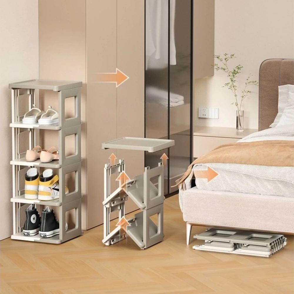 Foldable Shoe Rack Household Dustproof Shoes Cabinet Dormitory Multifunctional Shoe Box Home Space Saving Storage Organizer Rack