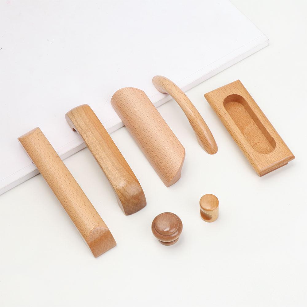 Kitchen Door Parts Pull Handle Knobs Wooden Cabinet Knob Furniture Hardware Drawer Wood Handles