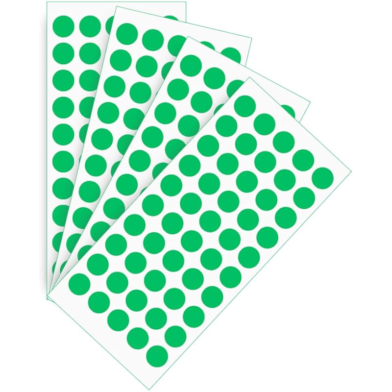 True-Ally 2400 Piece Green Color 12Mm (0.5 Inch) Round Dot Sticker Self Adhesive Labels Writable Surface For Kids Activi