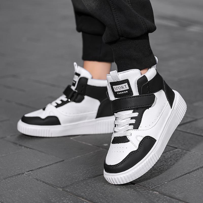 2025 Spring and Autumn New Children's Little White Shoes Sports High Top Boys Board Shoes Students Versatile Girls Casual