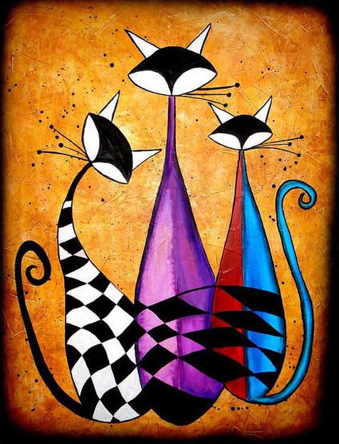 5D DIY Diamond Painting Full Square Cartoon Cat Family Cross Stitch Kits Picture of Rhinestones Decor Embroidery Diamond Mosaic