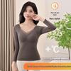 Women's Double-Sided Velvet Self-Heating Top with Fixed Cups, Thickened Waist, Long Sleeves - Warm Autumn Shirt.