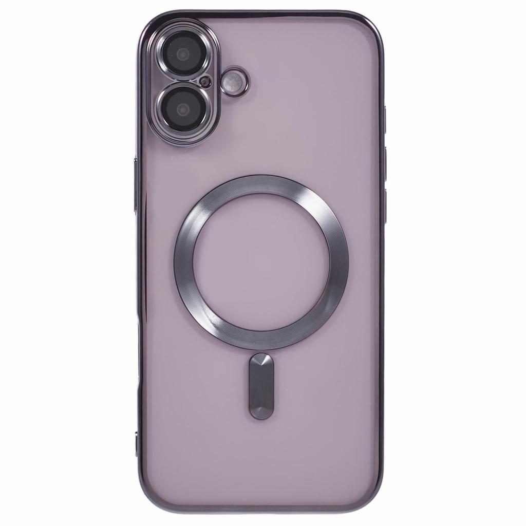 For iPhone 16 Plus Magnetic Case Electroplating TPU Phone Cover with Lens Film