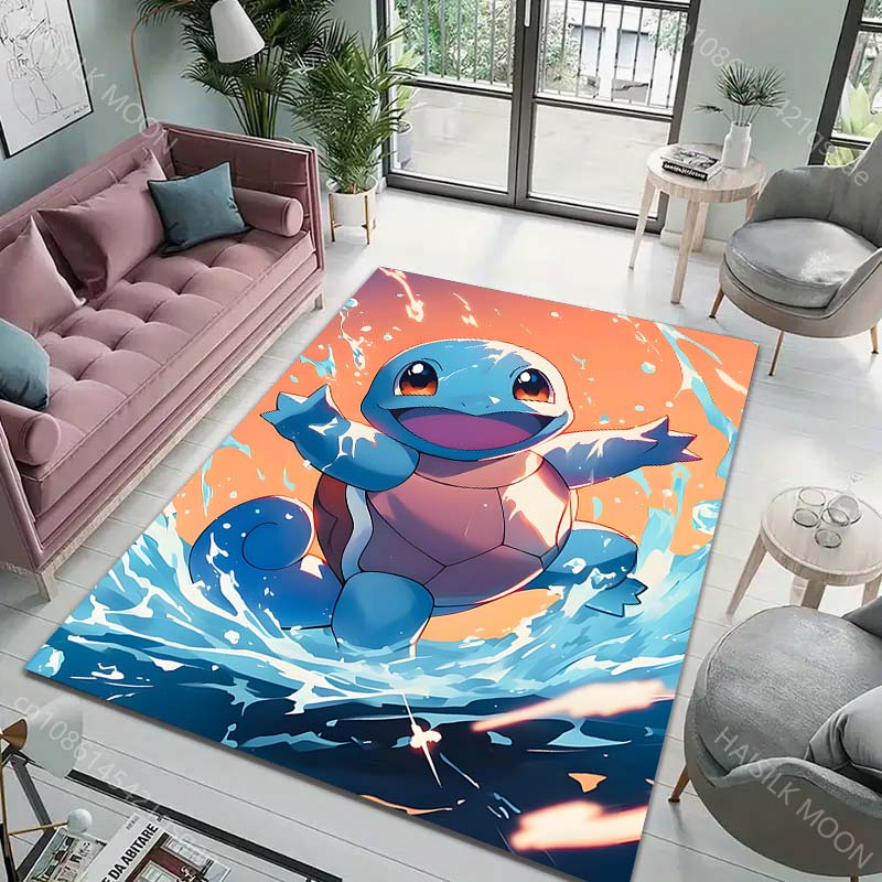 Pocket Monsters Squirtle Print Rug Carpet for Living Room Children Bedroom Mat Sofa Doormat Floor Rug Home Decor Anti Slip Mat
