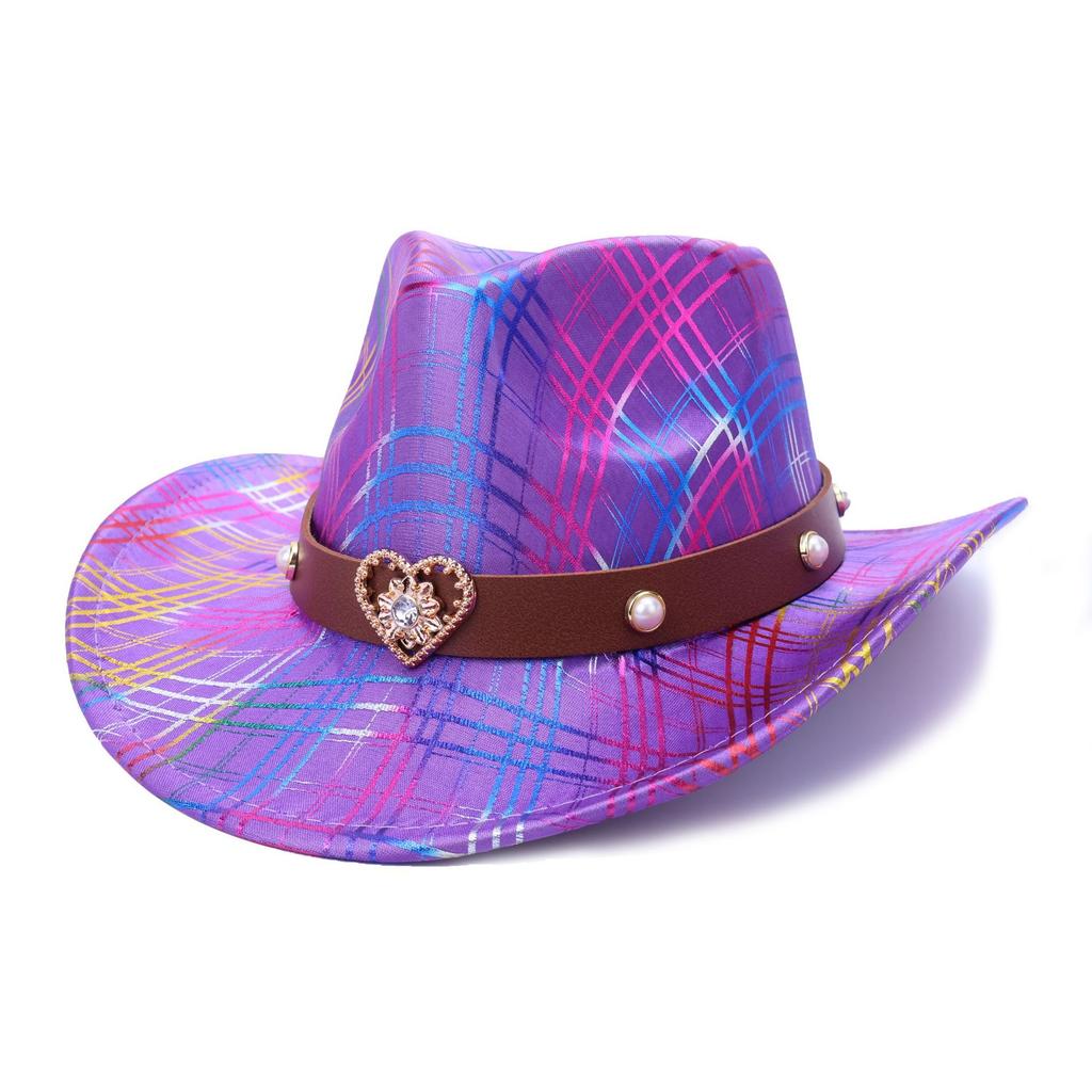 Party Holiday Top Hat Colorful Peach Top Western Cowboy Hat Men'S And Women'S Fashion Versatile Jazz Hat
