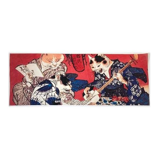 Ukiyo-e Tenugui: Kuniyoshi s Cat Training (Cat s Training) - Kuniyoshi Cat Pattern