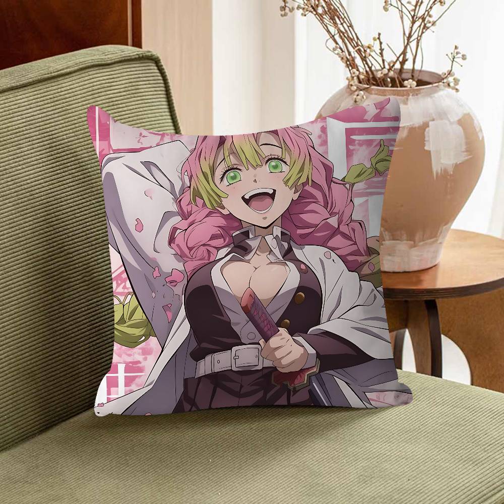 M-Mitsuri Kanroji Anime Cushion Cover Inches Farmhouse Decor Home Throw Pillow Covers For Couch Decorations