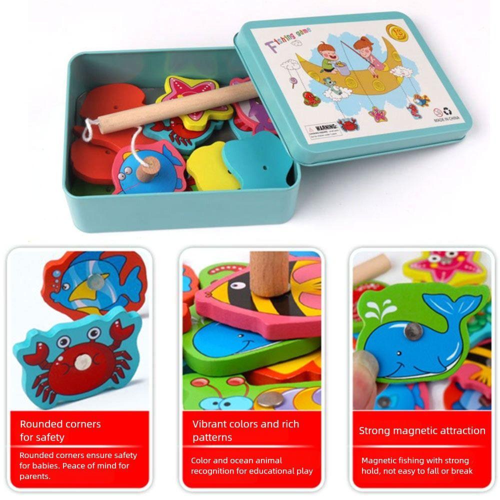 Wood Montessori Fishing Game Multicolor Fish Catching Game Educational Toy  Developmental Toy