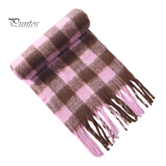 

Женский шарф с принтом в клетку и кисточками, вязаный шарф с имитацией кашемира, теплая шаль, зимний аксессуар L