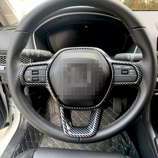 Steering Wheel Trim 2pcs ABS Carbon fiber For Honda Accord