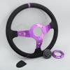 14inch Universal Suede Leather Sports Steering Wheel JDM Deep Dish Sim Racing Game Steering Wheel