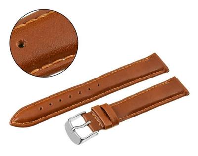 Pacific Belt 16mm W35 Smooth Brown Strap, Brown Stitching