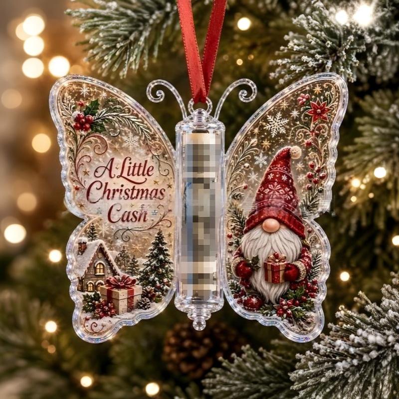New Christmas Acrylic Money Clips Ornaments Santa Claus Snowman Reindeer Patterns New Year Cash Blessings Favors Decoration