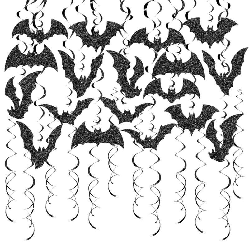 

30PCS Glittering Bats Swirls Ceiling Ornament Wall Hanging Swirls Ceiling Hanging Decorations for Birthday Festival 1