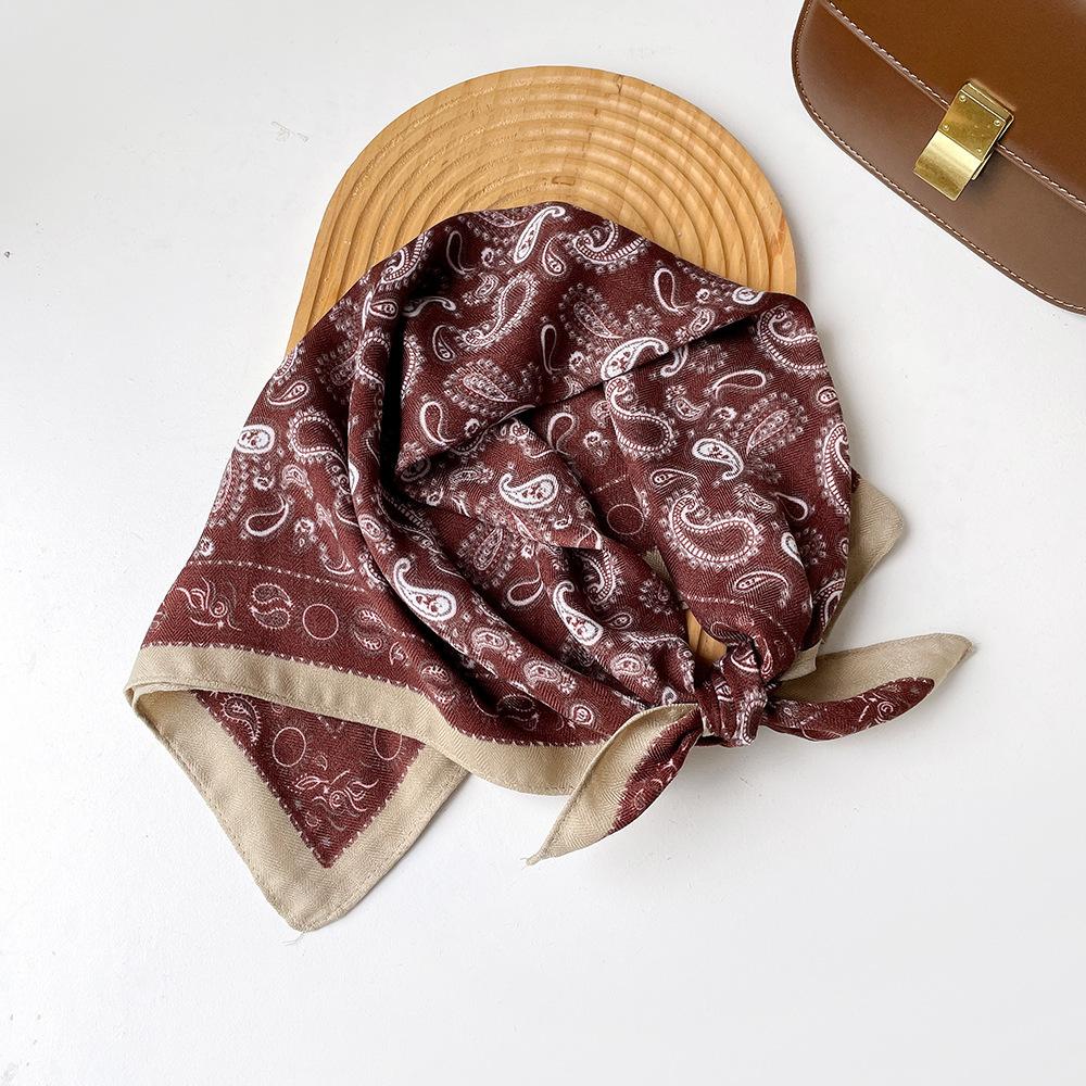 Retro Cotton And Linen Herringbone Pattern Small Square Scarf Silk Scarf Versatile Square Scarf Belt Silk Scarf Clothing With Neck Scarf
