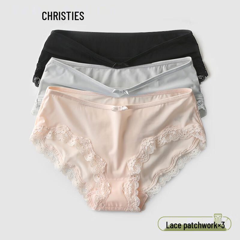 

Christies Women s Seamless Ice Silk Lace Panties - 3 Pack L