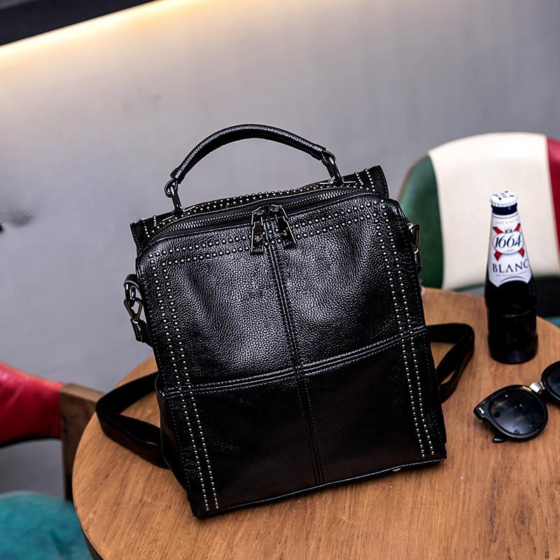 Women's Leather Backpack, Korean-style Crossbody Bag, Versatile Leather Handbag, Backpack