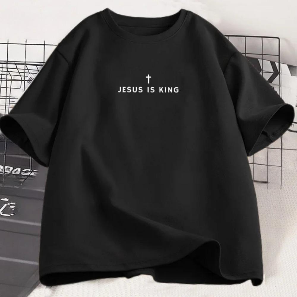Jesus Is King Christian T Shirt Men Women Christian Merch Jesus T-Shirt Faith Short Sleeve Round Neck Graphic Tees