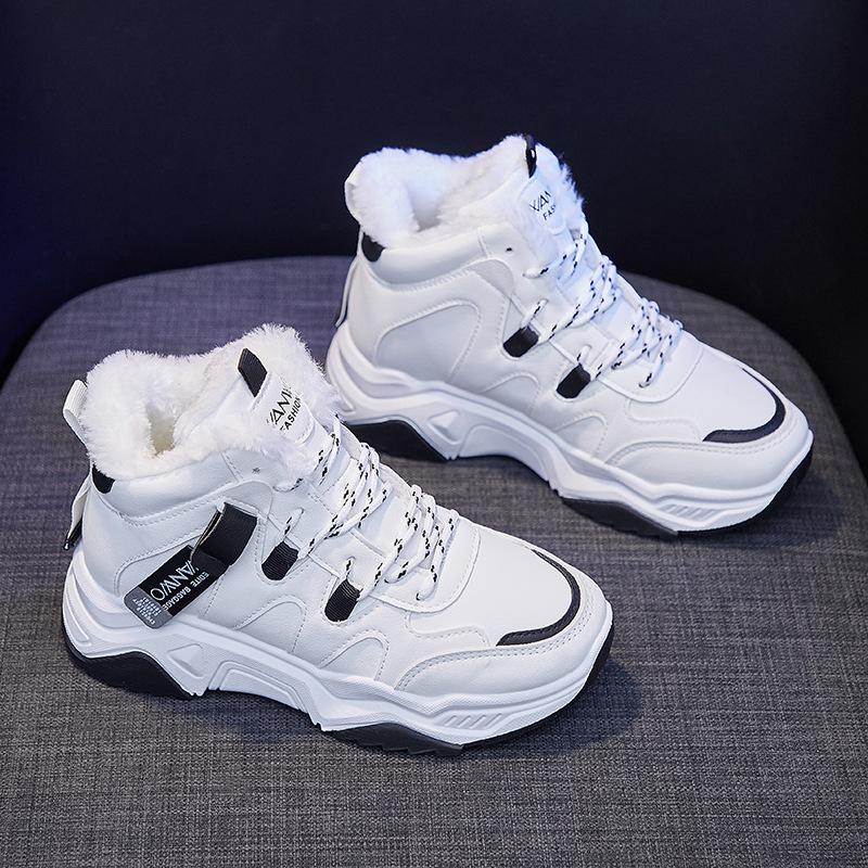 Μόδα Χειμώνας Γυναικείες Μπότες 2024 Νέα Μόδα Δέσιμο με Κορδόνια Αθλητικά Παπούτσια Κορεάτικα Γυναικεία Ψηλά Ζεστά Βαμβακερά casual Παπούτσια