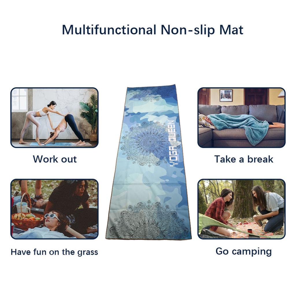 Yoga Mat Print Qucik Dry Non-Slip Foldable Yoga Towel Fitness Blanket