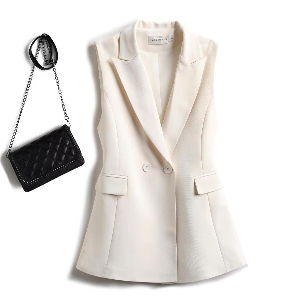 

Женский приталенный жилет без рукавов - Корейский стиль, Весна/Осень 2023 3XL (recommended 135-145 jin) белый