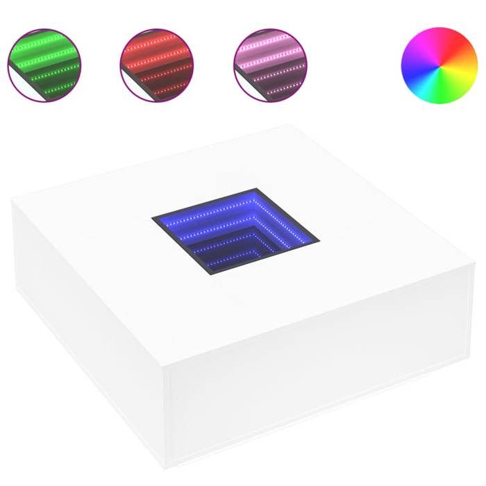 VidaXL Table basse avec LED infini blanc 100x100x40 cm 3284042