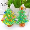Seasonal Festive Craft Supplies Christmas Tree Keychain, Faux Crystal Beaded Xmas Pendant, Personalized Holiday Party Decor 3D Key Ring Charm