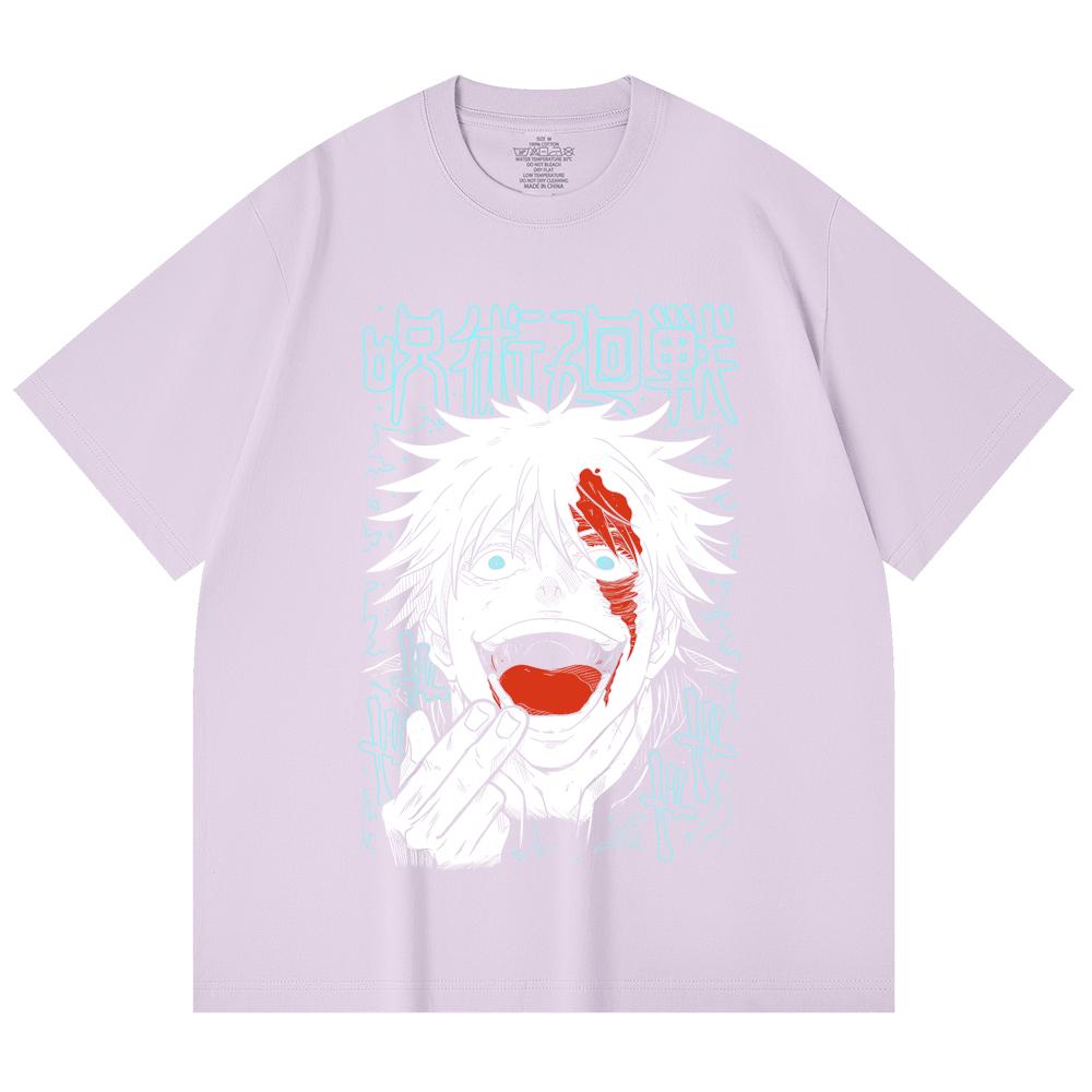 230 Gsm 100% Cotton Jujutsu Kaisen V1 Gojo Print Unisex Heavy Cotton T Shirt