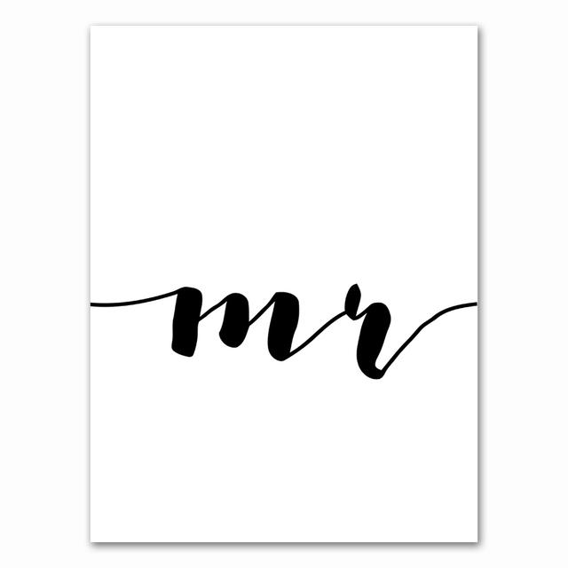 Mr Mrs Family Simple Quotes Wall Art Canvas Poster Minimalist Print Couple Anniversary Painting Picture for Living Room Decor No Frame