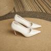 97035-1 Pointed Thin Heel French Shallow Mouth High Heels Women's New European and American Simple Pointed Versatile High Heels Women's Shoes